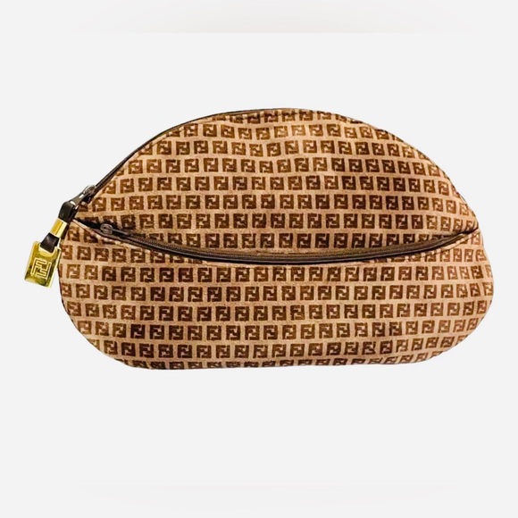 Fendi Handbags - Fendi Brown Velvet Monogram Clutch